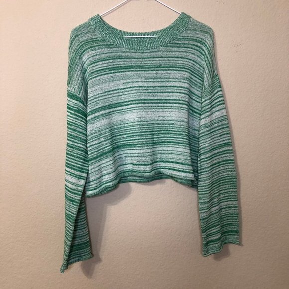 Arizona Sweater Green Stripe Trendy Space Dyed NWT - Picture 1 of 4